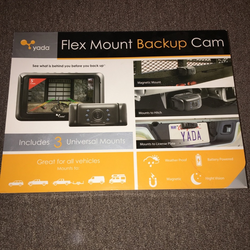 Yada Flex Mount Backup Cam Rear View Camera And LCD 5” Screen